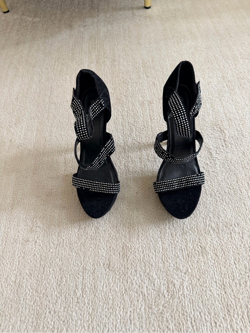 Black Velvet Rhinestone Heels - Picture 12 of 16